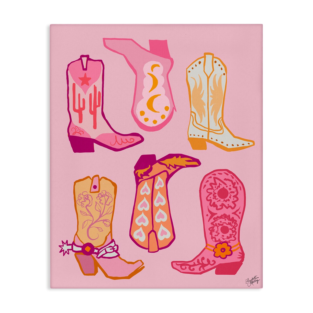 Stupell Industries Cowgirl Boot Designs Canvas Wall Art Design by Elizabeth Medley